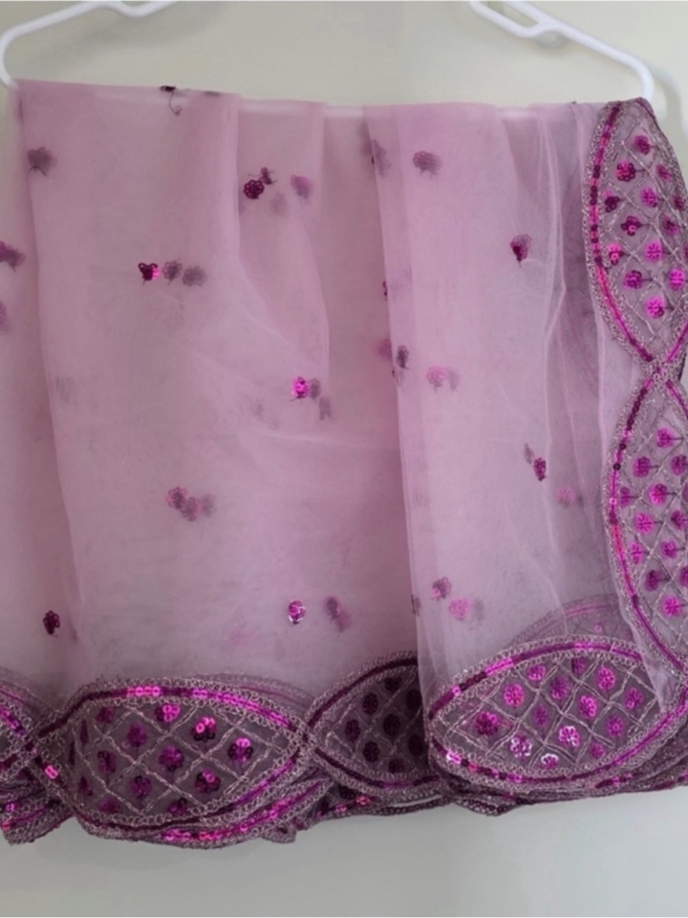 Rose Pink Net Sequins embroidered Flared Style Lehenga Choli - size 6 - Picture 5 of 7
